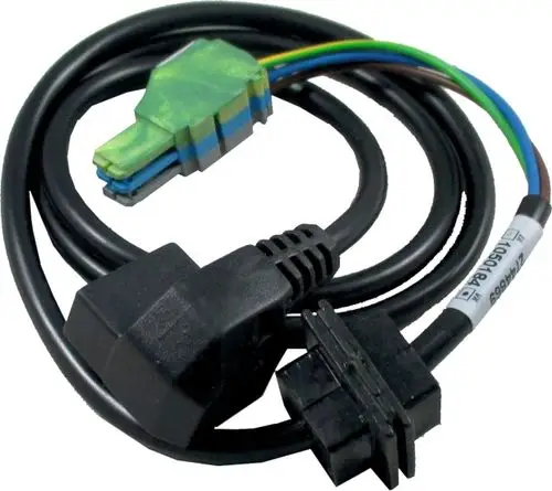Kabelanschluss für eine Gerätepumpe im Solekreis, geeignet für Wolf BWS-1 Systeme, mit farbigen Steckern und einem flexiblen Kabel.